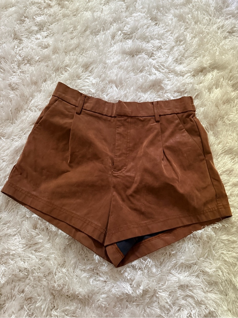Free People High-Waist Suede Chestnut Brown Shorts